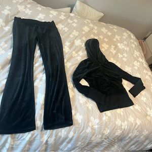 BCBGMaxAzria Black Track Pants and Hoodie Set